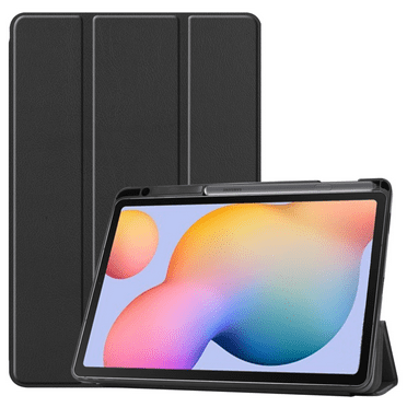 For Samsung Galaxy Tab S6/Tab S6 Tablet Cover 10.4", Premium Leather Slim and Lightweight with Auto Sleep/Wake Hard Tri-Fold Stand Cover (P610/P615) Black