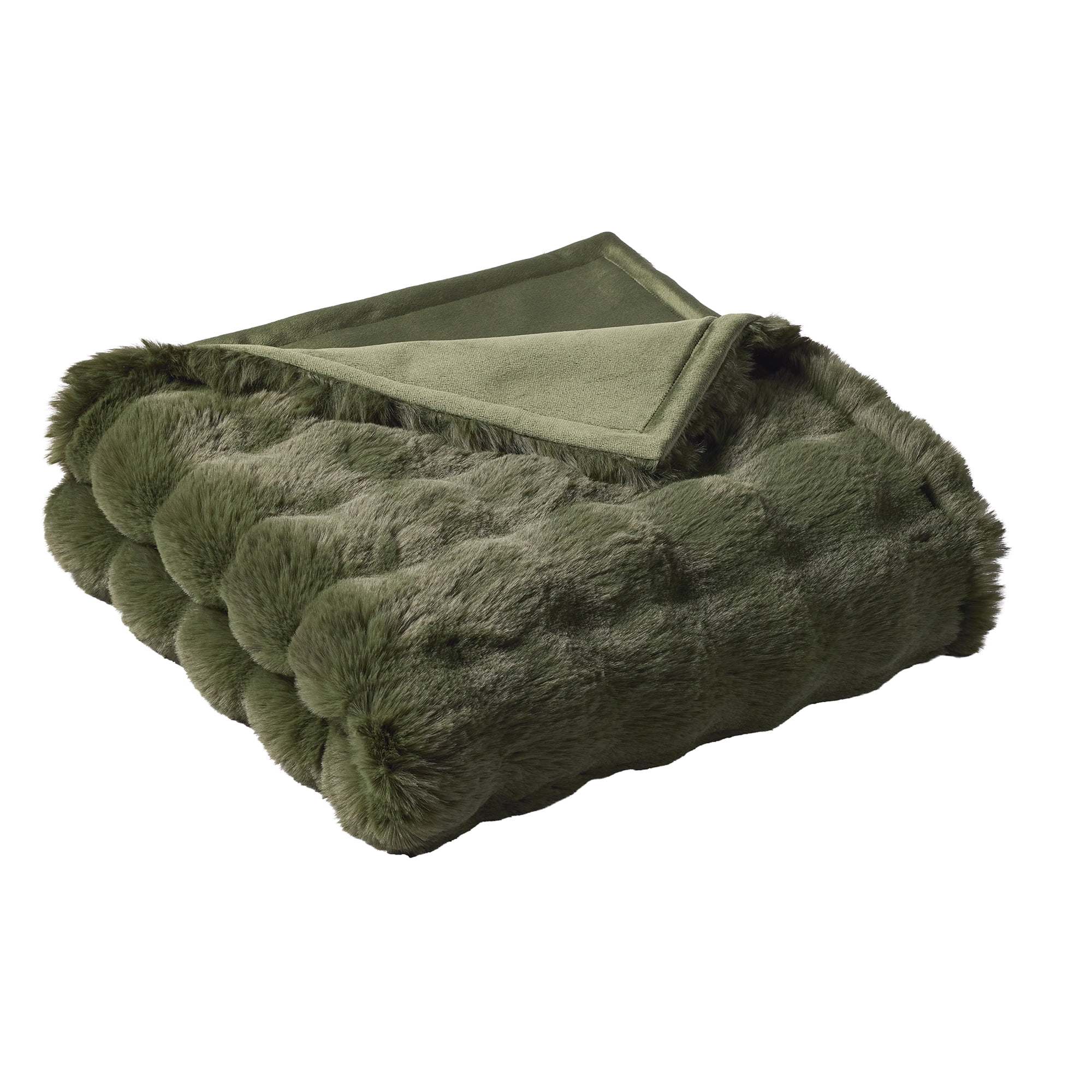 Better Homes & Gardens Green Bubble Faux Fur Ultra Soft Luxury Oversized Throw Blanket 50" x 72", Sea Turtle