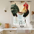 thumbnail image 3 of Retro Rooster Tie Up Curtain 63 Inches Long, Country Animal Newspaper Backdrop Balloon Style Kitchen Window Curtain Over Sink, Small Window Rod Pocket Curtain 52"x63", 3 of 9