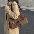 thumbnail image 4 of Tote Bag Shoulder Bag Women's Medium Size Commuter Tote Bag Urban Minimalist Style Suede Woven Large Capacity Zipper Closure Multiple Compartments Adjustable Strap for Daily Commute and Office., 4 of 9