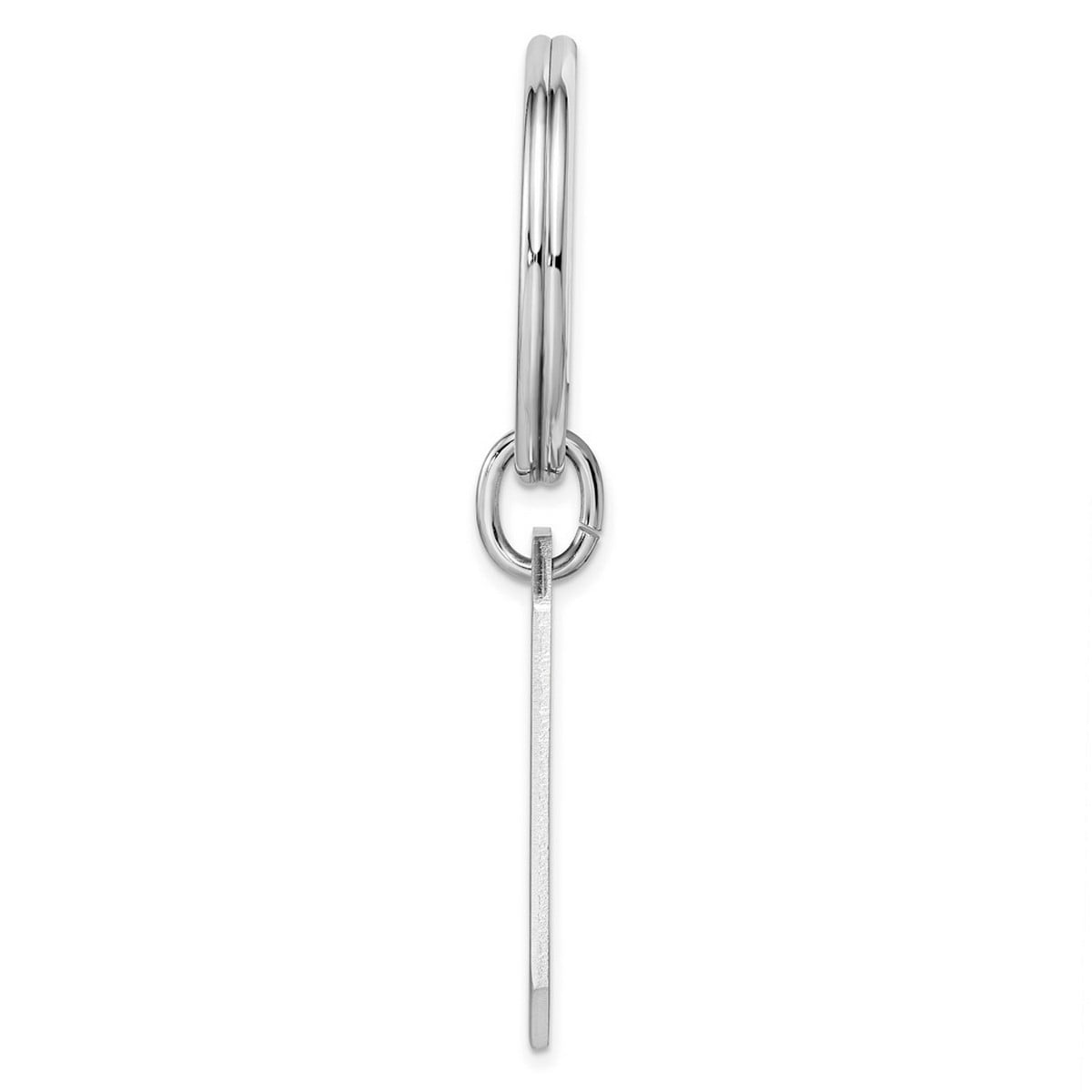 Solid Rhodium Plated Satin Rectangle Key Ring - Key Chain for Men