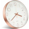 thumbnail image 2 of 12 Inch Modern Quartz Silent Wall Clock with Arabic Numeral Wall Clocks without Checking Home Accessories Decoration (Rose Gold), 2 of 5