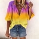 thumbnail image 2 of Camisa con estampado de botones con cuello en V de primavera y otoño para mujer Top suelto informal Pompotops  FGAJ15559, 2 of 5