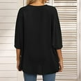 thumbnail image 5 of USSUMA T-Shirts for Women Trendy Solid Color Women's Shirts and Blouses Batwing Short Sleeve Female Tops Dressy Casual Summer Oversized Chiffon Boho V Neck Plus Tunics Beach, 5 of 7