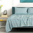 thumbnail image 6 of Sleepdown 100% Cotton Flannel Sheets Queen Size Bed Sheets Set with Deep Pockets, Brushed Flannel with Elastic Fitted Sheet Set, Soft & Cozy Sheets - 4 Piece Bedding and Pillowcase set - Green Plaid, 6 of 6
