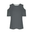 thumbnail image 5 of Inverlee Blouses Women Dressy Casual Cold Shoulder Short Sleeve Tops Cute Loose Fit Solid Color Shirts Flowy Vacation Tunic Top, 5 of 7