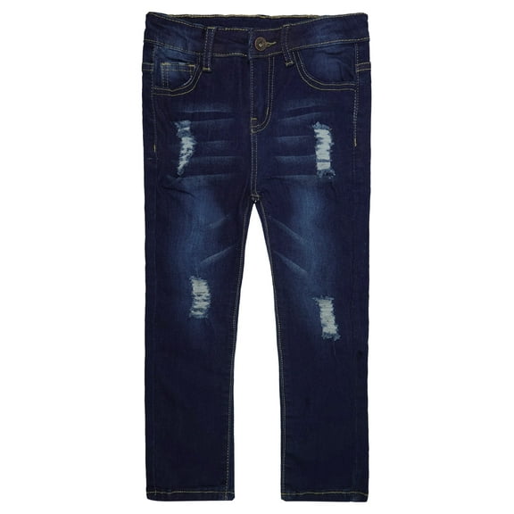 KIDSCOOL SPACE Little Boys Jeans,Elastic Band Inside Ripped Stretchy Soft Slim Denim Pants