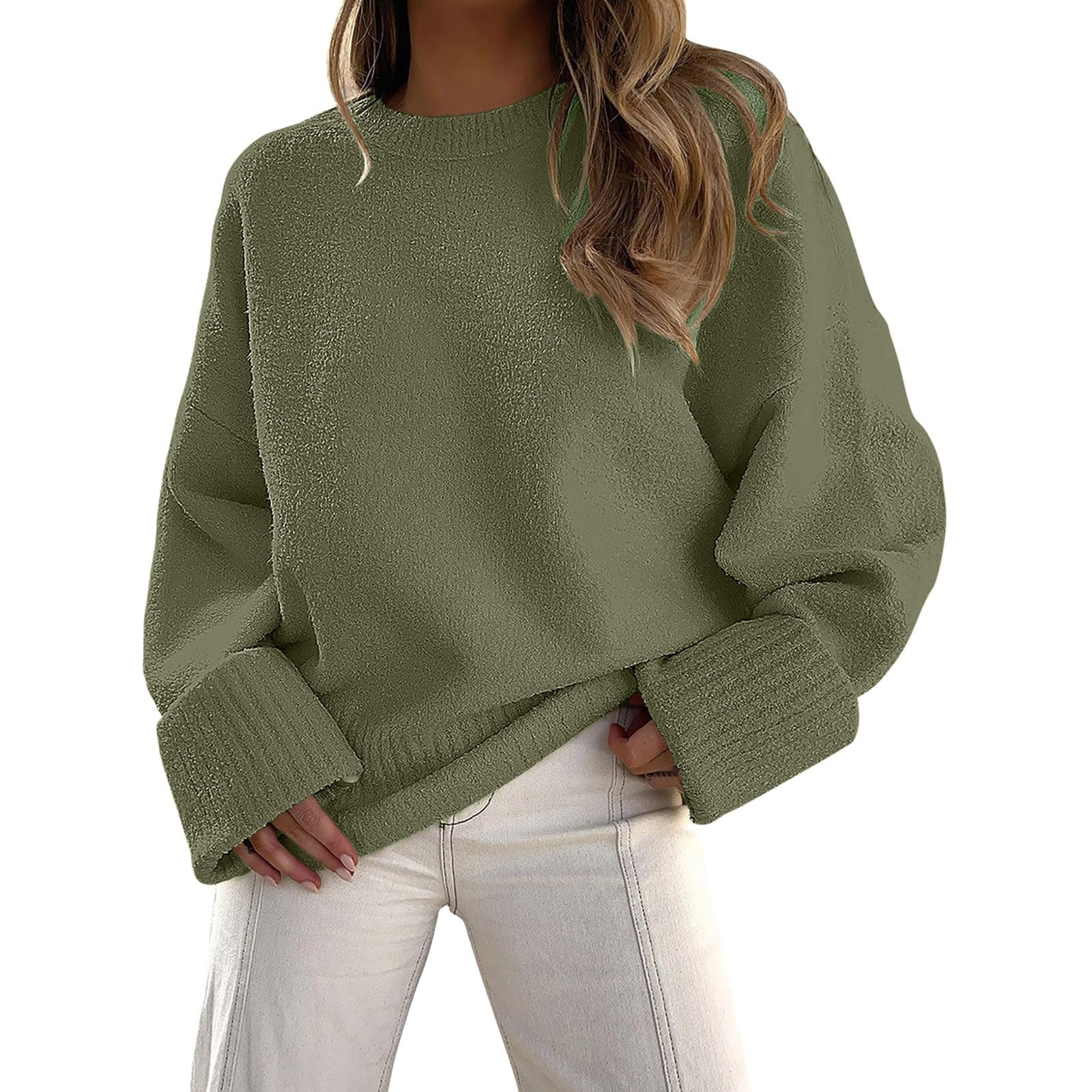 Sematomala Women's Winter Oversized Fuzzy Sweater - High Neck, Long Sleeve, Thick Knit Pullover In Solid Colors - View #4