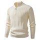 thumbnail image 1 of Ceisia Men's Slim Ribbed Semi-High Neck Half-Zip Knit Sweater Multi-Solid for Winter Gift, 1 of 7