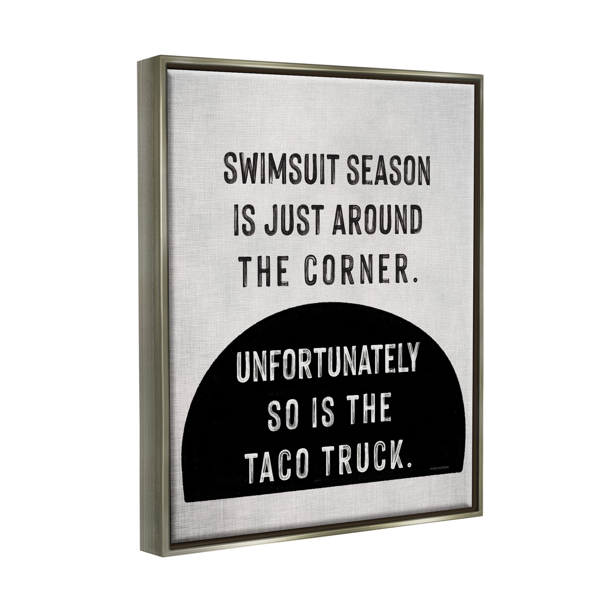 Stupell Industries Funny Taco Truck Summer Typography Painting Gray Floater Framed Art Print Wall Art, 17 x 21