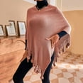 thumbnail image 2 of Weikingp Clearance! Shawl Wraps for Women, Womens Solid Color Frayed Pullover Fringed Shawl Sweater Cape Fashion Coat, Pashmina Shawls And Wraps, White Shawl, Black Shawl Pink, 2 of 5