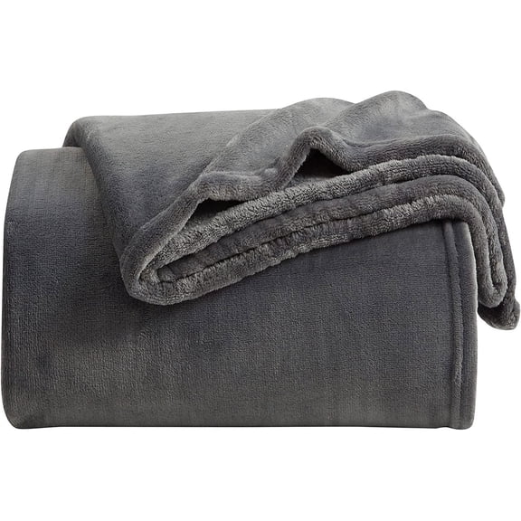 King Size Microfiber Fleece Blanket Lightweight Super Soft Cozy Luxury Dark Grey Bed Throw – 1 Piece