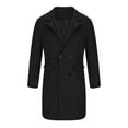 thumbnail image 4 of Tuphregyow Men Wool Pea Coat Single Breasted Business Formal Overcoat Winter Warm Coat Wool Slim Top Coat Lapel Solid Trendy Black S, 4 of 6