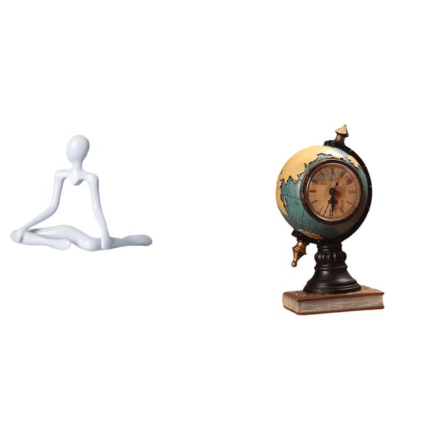 Figura de escritorio,Escultura abstracta de pensador para decoración de oficina y hogar.,Figura de escritorio,Reloj de mesa con forma de globo terráqueo para decoración de oficina y