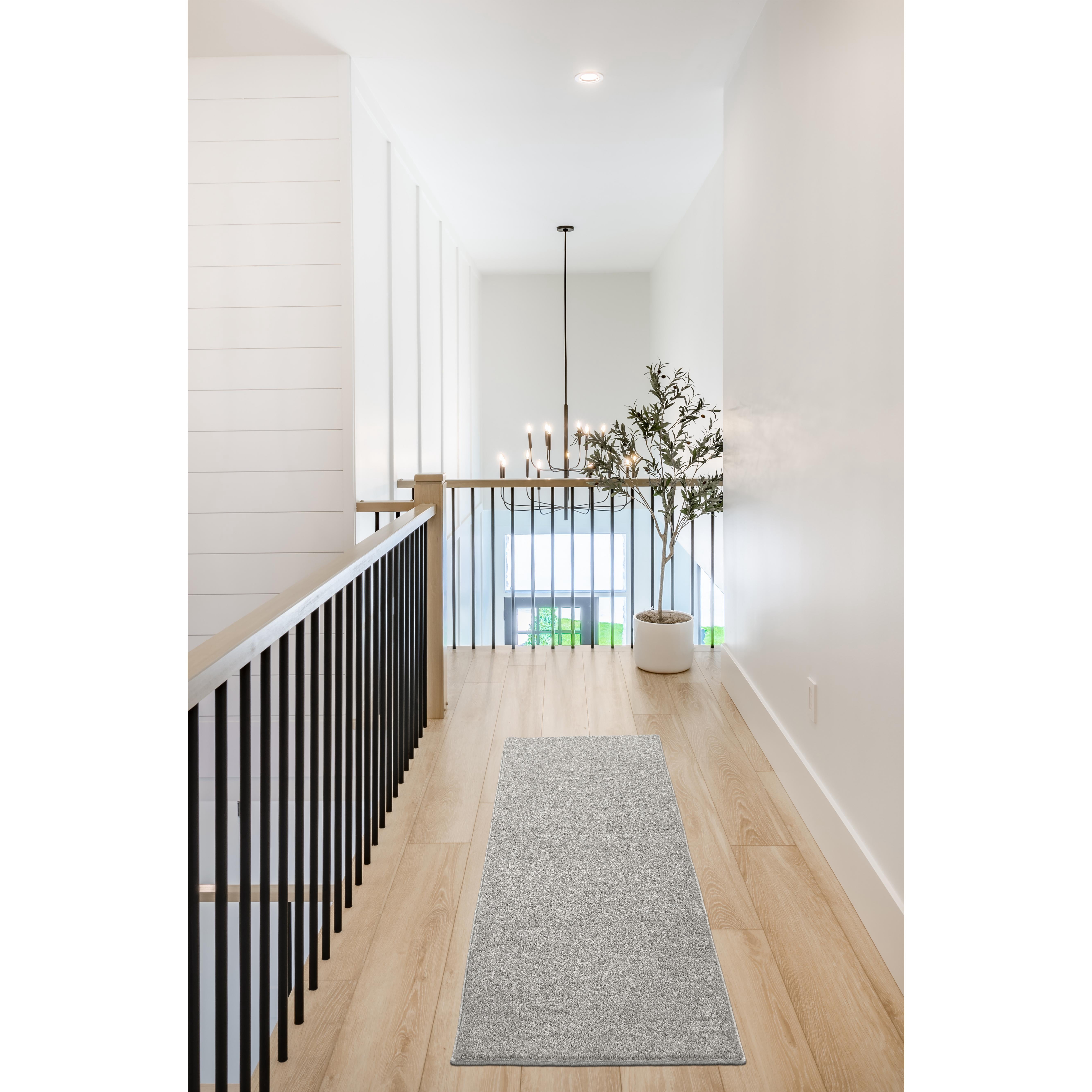 Garland Rug Palmer Plush Washable Silver Indoor Runner Rug, 2' x 6'
