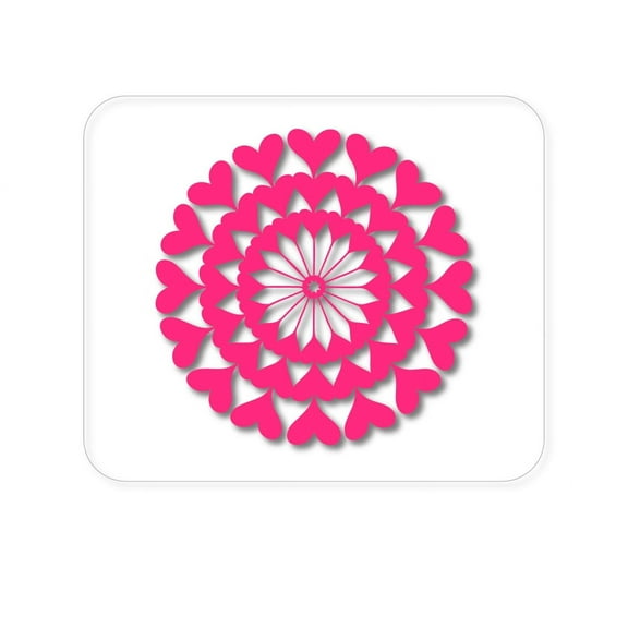DistinctInk Mouse Pad - 1/4" Foam Rubber - Hot Pink Hearts Mandala