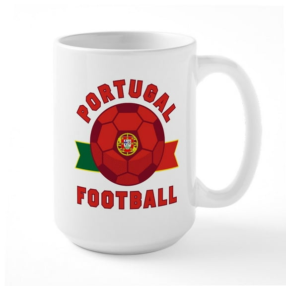 CafePress - Portugal Football Mugs - 15 oz Ceramic Large White Novelty Mug