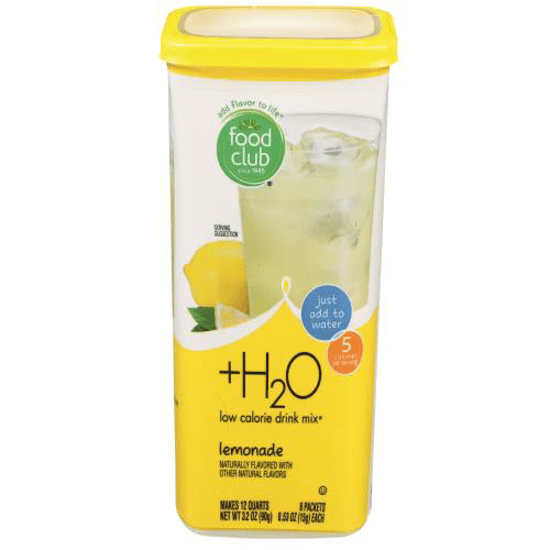 Food Club, +h2o, Low Calorie Drink Mix, Natural Lemonade