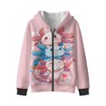 thumbnail image 3 of KUIFORTI Three Axolotl Sweater for Girls Fleece-Lined Skin-Friendly Lined Zip Up Hooded Sweatshirts for Girl Breathable Casual Long Sleeve Jacket 8-10 for Daily Life, 3 of 6