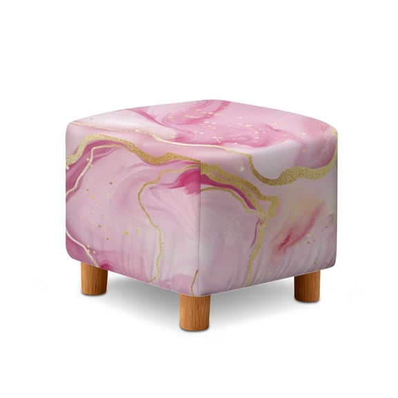 SCRAWLGOD Pink Marble Print Stretch Ottoman Slipcover Square Folding Storage Stool Ottoman Cover Breathable Footstool Covers Slipcover Chair Covers for Living Room