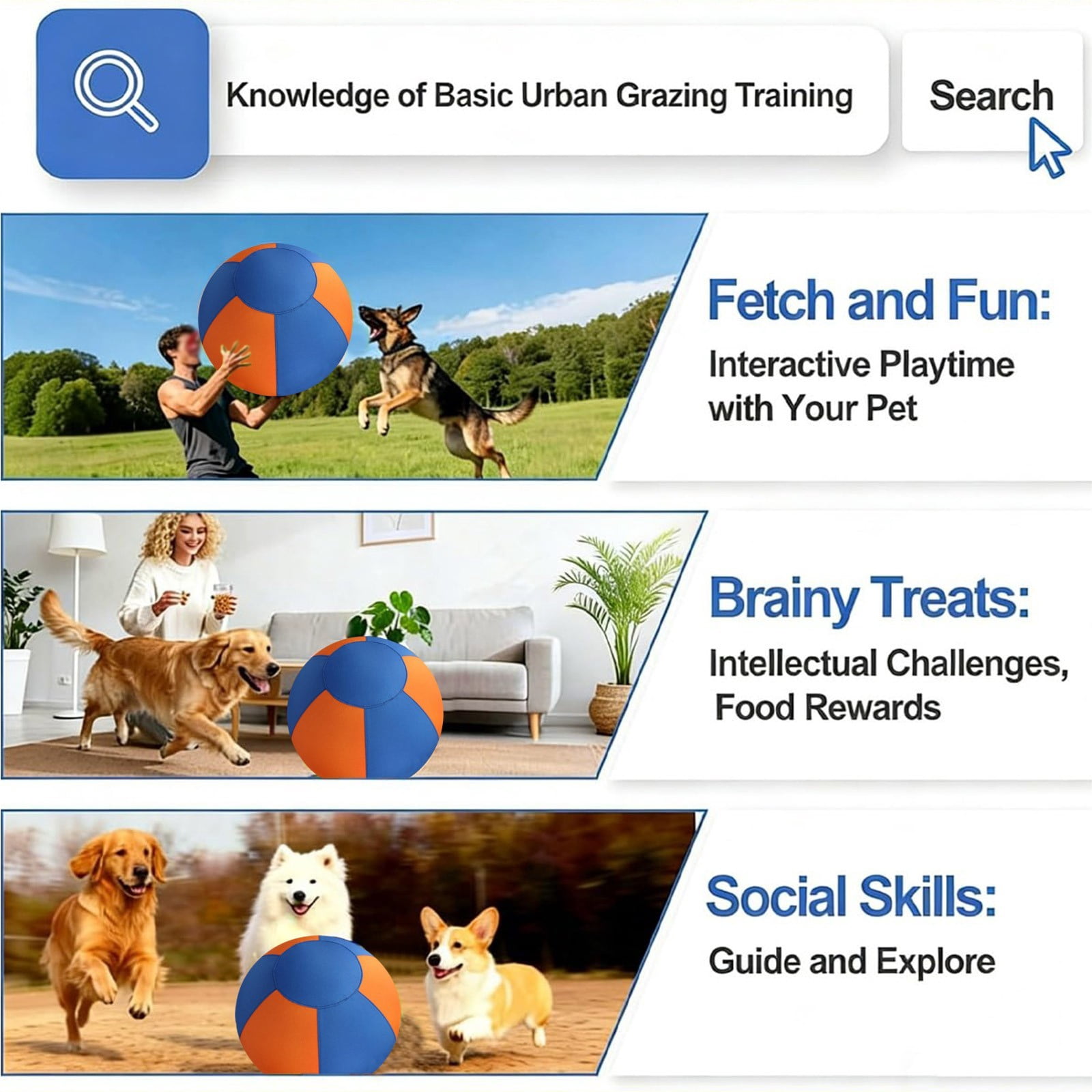 Calming Jumbo Dog Ball Inflatable Herding Exercise Toy Durable Tear Resistant Interactive Training Ball with Handle Cover Pump for Medium Large Dogs 18 Inch
