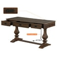 thumbnail image 5 of WAMPAT Farmhouse Office Desk with Charging Station - Vintage Rustic Executive Writing Table, Includes 3 Storage Drawers, Sturdy Solid Wood Legs and Ergonomic Rounded Edge for Study,Dark Brown, 5 of 6