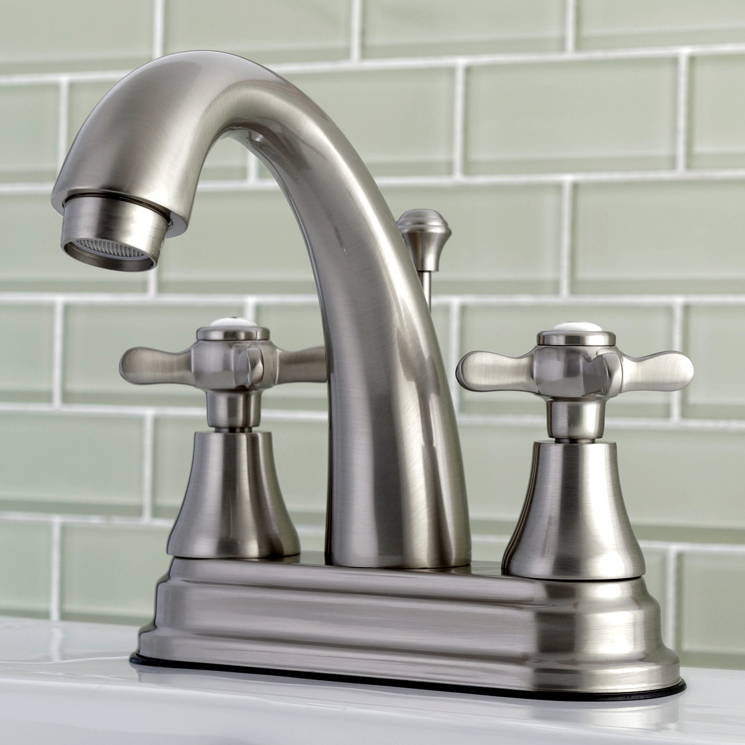 Kingston Brass KS7618BEX 4 in. Centerset Bathroom Faucet, Brushed Nickel