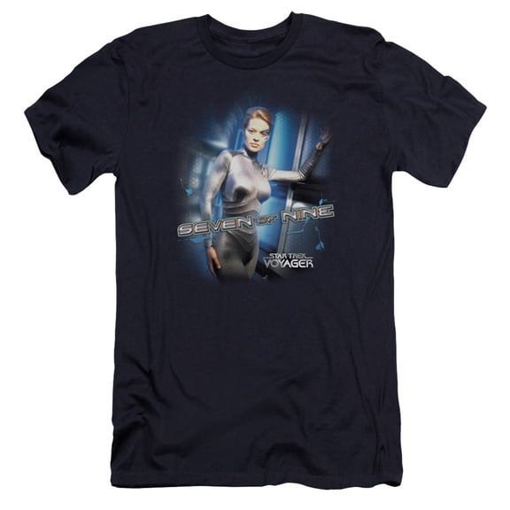 Star Trek Seven Of Nine Premium Canvas Adult Slim Fit 30/1 T-Shirt Navy