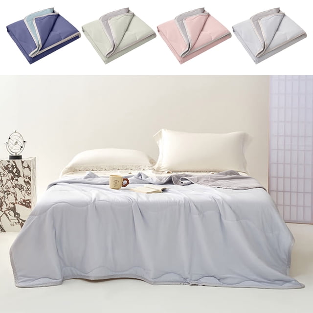 Sentmoon Couverture pour Lit Couvertures de Lit Soie Rafraîchissante Dispositif de Couette pour Climatisation - Couette d'Été en Soie Glacée Lavable Couette Réversible Légère