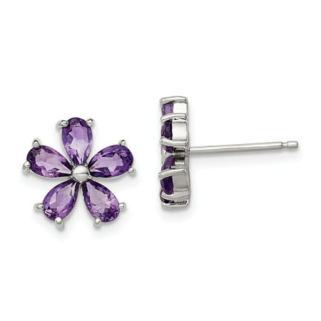 Sterling Floral Earrings - 925 Sterling Silver Amethyst Floral Dangle Earrings For Women