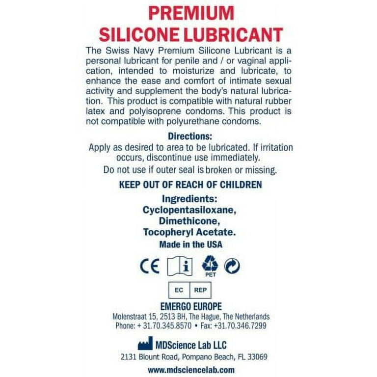 Swiss Navy Silicone Lubricant, Long-Lasting, Velvet Feel, 16 oz, Menopausal  Comfort - Walmart.com