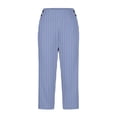 thumbnail image 5 of Fesfesfes Women' Fashion Pants Summer Casual Solid Color Elastic Waistband with Drawstring Shorts Pockets Outdoor Beach Short Trousers(Blue#1,S), 5 of 5