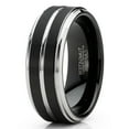 thumbnail image 2 of Metal Masters Men Tungsten Two-Tone Wedding Band Grooved Ring 8mm Black Silvetone, 2 of 6