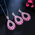 thumbnail image 4 of Creative Rose Red CZ Lady Long Dangle Drop Earrings Pendent Necklace Jewelry Set, 4 of 8
