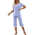 thumbnail image 3 of MINTREUS Women's Pajama Sets Short Sleeve Shirt and Capri Soft Pajama Sets with Pockets S-4XL, 3 of 6