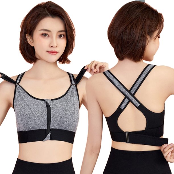 CANKER Zip Front Sports Bra for Women Longline Padded Front Zipper
