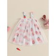 thumbnail image 2 of Suealasg Toddler Girls Summer Dress Sleeveless Strawberry/Rabbit Print Tulle A-line Dress 6M 1T 2T 3T 4T Kids Baby Girls Casual Dress, 2 of 7