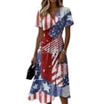 thumbnail image 2 of Women 's 250th Anniversary Dresses 2025 Womens Summer Dresses Patriotic Midi Wrap V-Neck Party Dress, 2 of 5