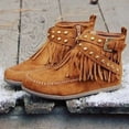 thumbnail image 4 of Retro Ankle Boots With Rivet Tassel Flat Shoes Women Winter Boots, 4 of 5