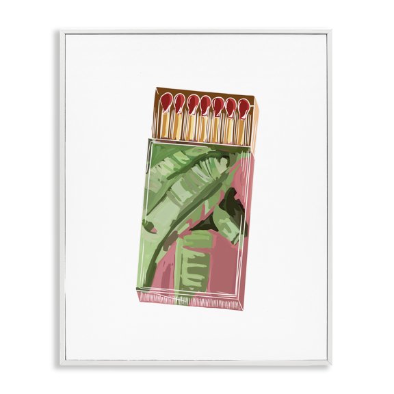 Stupell Industries Bohemian Floral Pink Matchbox Design Square Cutout Shape White Framed Giclee Art, 16 x 20, by Amelia Noyes