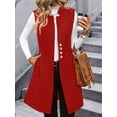 thumbnail image 2 of Women'S Elegant Plus Size Sleeveless Front V-Neck Long Coat Red XL, 2 of 6