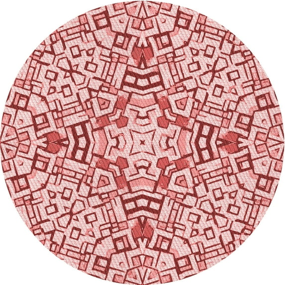 Ahgly Company Machine Washable Indoor Round Transitional Lava Red Area Rugs, 4' Round