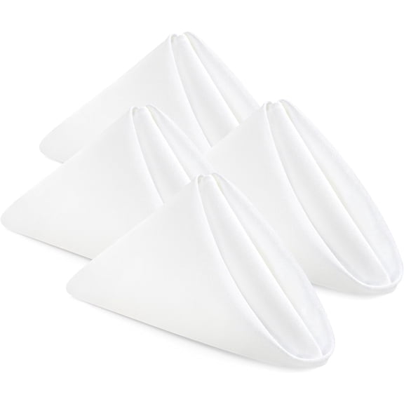 24-Pack White Cloth Napkins 17x17 Inches - Premium 100% Polyester Banquet Napkins with Hemmed Edges, Reusable & Washable for Wedding, Party, Dinner Events