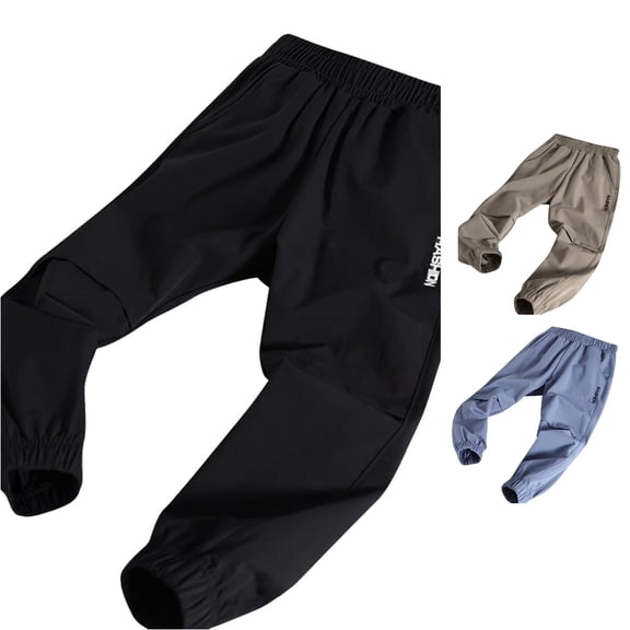 CUZIBR Kids Boys Jogger Pants Casual Athletic Lightweight Sport Sweatpants With Pockets Elastic Waist Cuffed Ankles Lightweight Breathable Summer Fall Back To School Trousers,Black,7-8 Years
