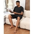 thumbnail image 4 of EKOUAER Mens Pajamas Set Soft Lounge Set V Neck Sleep Nightwear Short Sleeve Pjs with Pocket, 4 of 6
