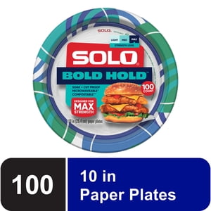 Solo Bold Hold 10" Heavy-Weight Paper Plates, 100 Count