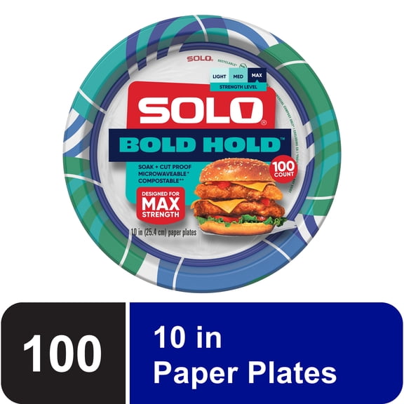 Solo Bold Hold 10in 100CT Heavy Weight Paper Plate