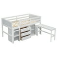 thumbnail image 5 of Twin Size Low Loft Bed With Pull-Out Desk, Drawers, Cabinet, And Shelves For White Color, 5 of 9