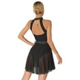thumbnail image 3 of TiaoBug Womens Lyrical Dresses Rhinestone Halter Neck Leotards Figure Skating Dance Dress Black&White XL, 3 of 7