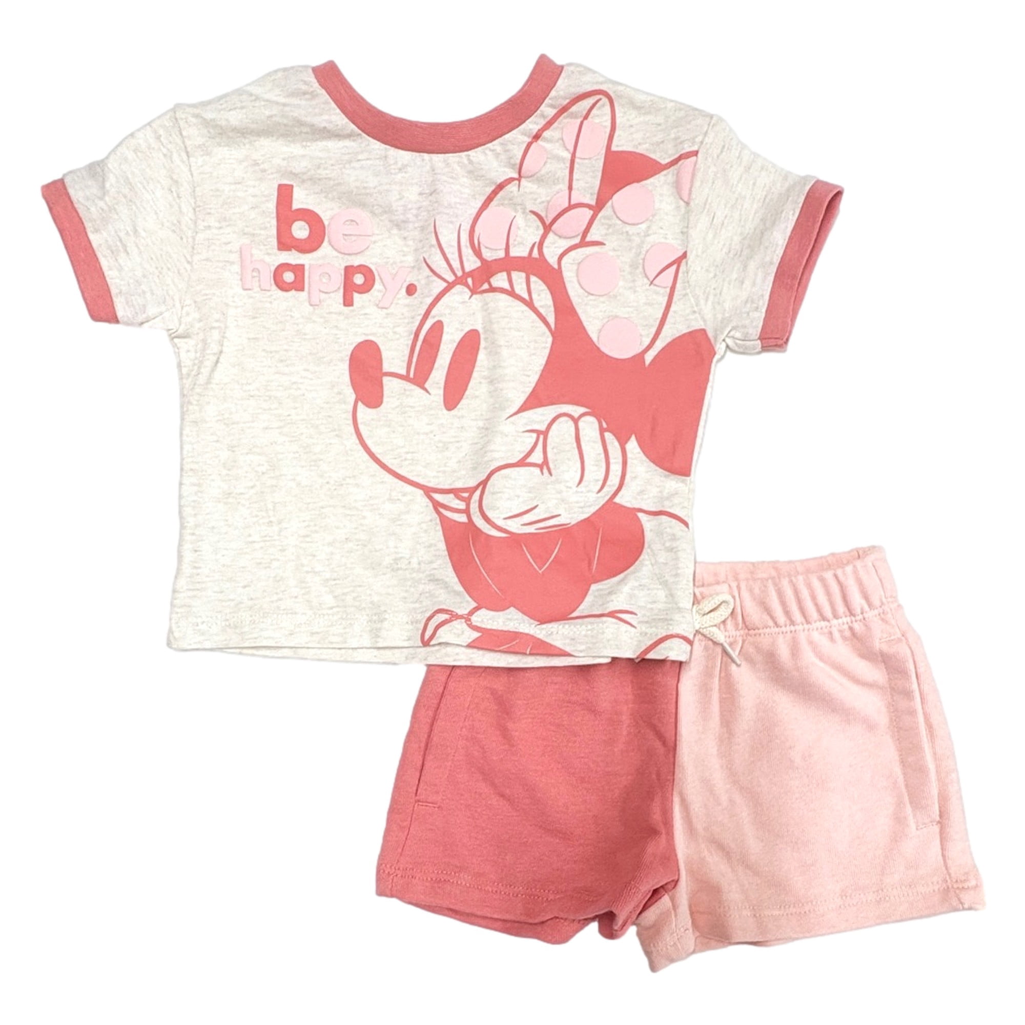 Disney Infant Girls Pink Minnie Mouse Baby Outfit Shorts & Top Set 12m